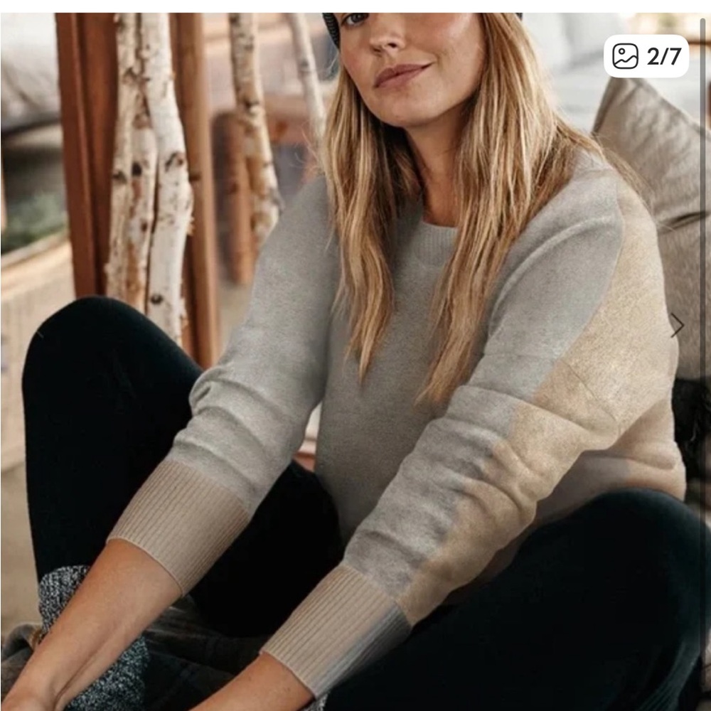 Summersalt Cozy Wool Cashmere Sweater in Gray and Tan Two-Tone e Sweater Size S